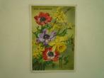 Oude kaart zalig paaschfeest anemonen narcis bloemen, Verzenden, Voor 1920