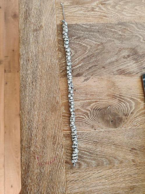 Zilverkleurige Strass Halsketting - Verstelbaar, Sieraden, Tassen en Uiterlijk, Kettingen, Zo goed als nieuw, Overige materialen