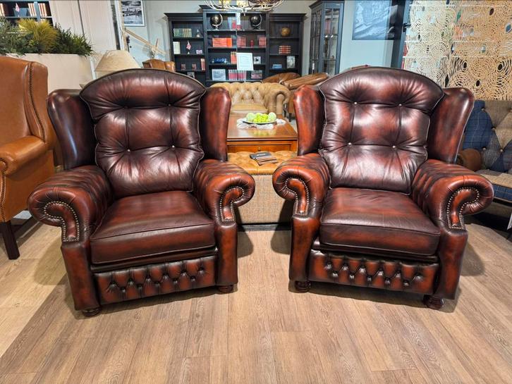 2 x Engelse Springvale chesterfield fauteuils Suzanne, Huis en Inrichting, Fauteuils, 75 tot 100 cm, Ophalen of Verzenden