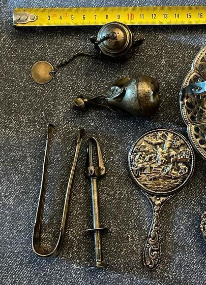 Lot verzilverde voorwerpen verzilderd schaaltje, Antiek en Kunst, Antiek | Goud en Zilver, Ophalen of Verzenden