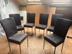 Set van 6 nette eetkamerstoelen - antraciet velours, Huis en Inrichting, Stoelen, Ophalen, Overige materialen, Gebruikt, Nette, donkergrijze eetkamerstoelen
