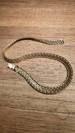 Vergulde brede halsketting, Ophalen of Verzenden, Zo goed als nieuw, Goud, Goud