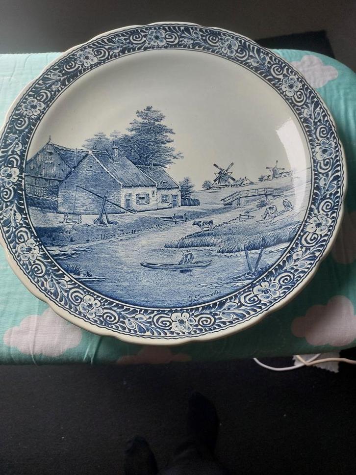 Delfts Blauw Bord - Wandbord 40 cm, Antiek en Kunst, Antiek | Wandborden en Tegels, Ophalen of Verzenden
