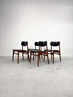 Set Vintage Eetkamerstoelen Deens Design, Huis en Inrichting, Stoelen, Ophalen, Zwart, Hout, Zo goed als nieuw