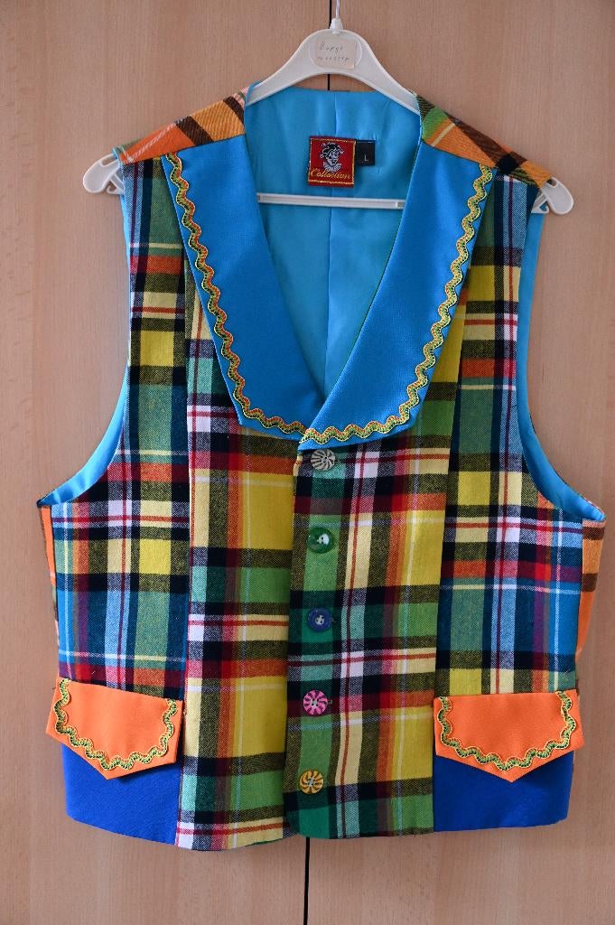Kleurrijk gilet / hesje maat L, Maat 52/54 (L), Carnaval, Ophalen of Verzenden, Zo goed als nieuw