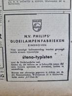 Philips Gloeilampenfabriek zoekt stenotypisten (krant 1947), Verzamelen, Tijdschriften, Kranten en Knipsels, Ophalen of Verzenden