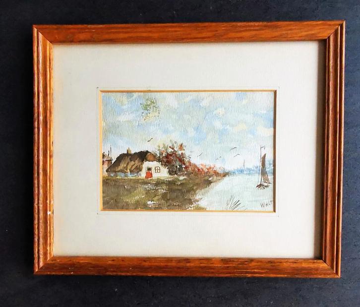 Schilderij. Nederlands waterlandschap, Antiek en Kunst, Kunst | Schilderijen | Klassiek, Ophalen of Verzenden