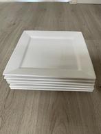 6 vierkante witte porseleine borden 30 cm, Ophalen of Verzenden, Zo goed als nieuw, Bord(en)