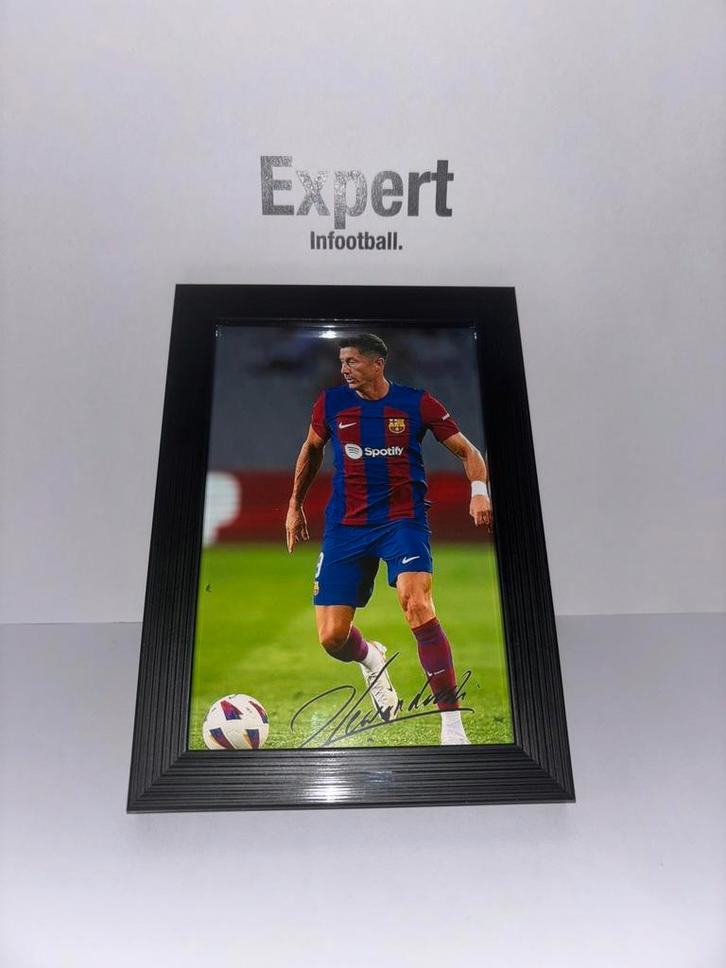 Lewandowski gesigneerde foto ingelijst - FC Barcelona, Verzamelen, Sportartikelen en Voetbal, Nieuw, Spelerskaart, Buitenlandse clubs