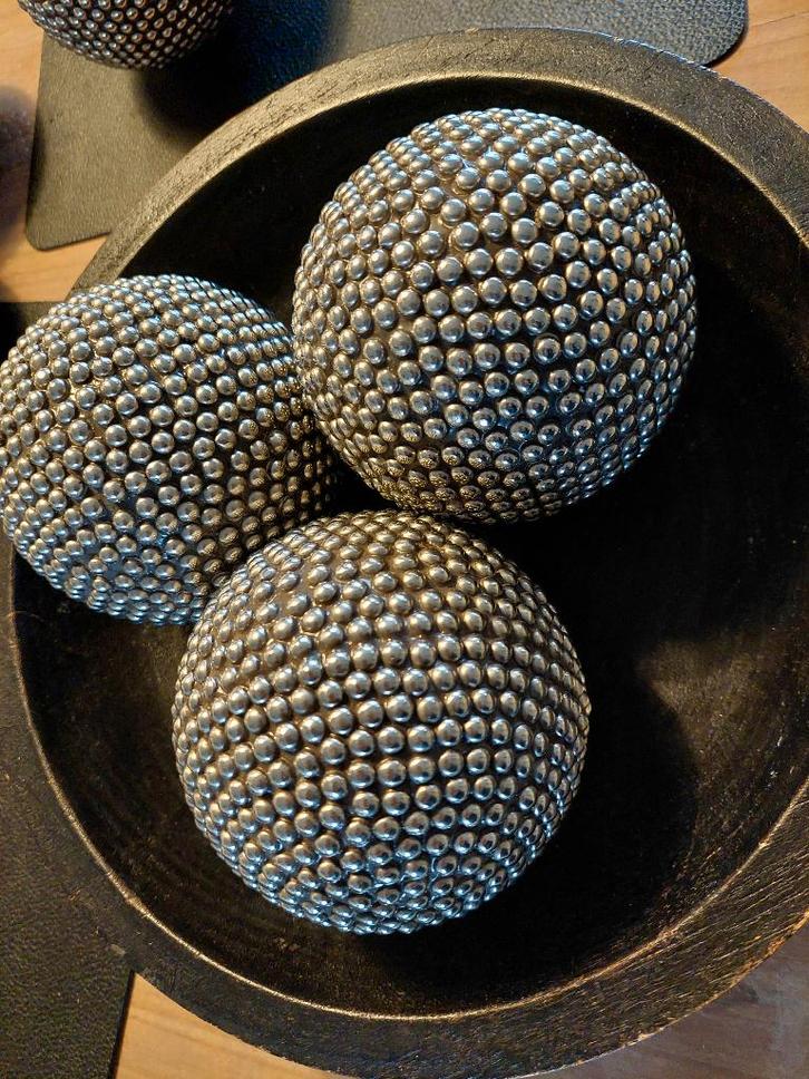 Decoratiebal aluminium zilver 6 stuks 9x9 cm, Huis en Inrichting, Woonaccessoires | Overige, Zo goed als nieuw, Ophalen of Verzenden