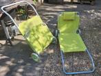 Twee strandstoelen met wielen lime groen, Ophalen, Gebruikt