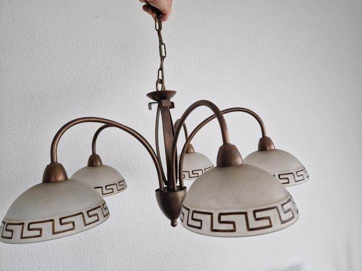 Mooie Meervoudige Hanglamp, Huis en Inrichting, Lampen | Hanglampen, Gebruikt, Minder dan 50 cm, Glas, Metaal, Ophalen