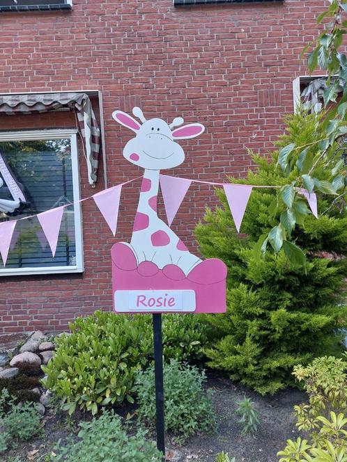 Geboortebord Giraffe huren Gekkepoppen bezorgservice Twente, Kinderen en Baby's, Kraamcadeaus en Geboorteborden, Zo goed als nieuw