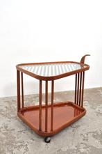 Vintage design trolley serveerwagen beukenhout jaren 50, Ophalen of Verzenden, Gebruikt