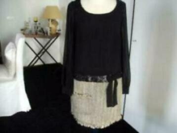 Zwart/goud lamée en lovertjes jurkje  *SUPERSTAR*  36/38 beschikbaar voor biedingen