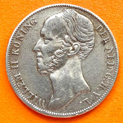 Nederland 1 Gulden 1845 a. Willem II zilver kwaliteit, Postzegels en Munten, Munten | Nederland, 1 gulden, Zilver, Ophalen of Verzenden