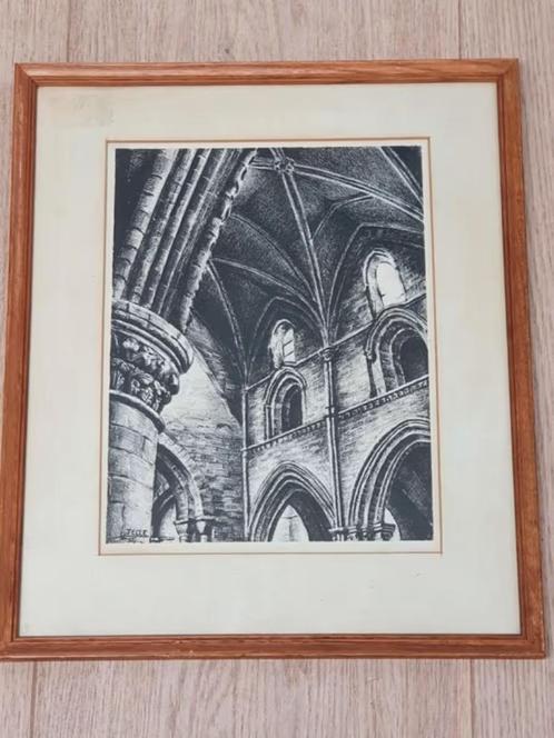 litho Interieur kerk Alkmaar of Amersfoort? Jelle Troelstra, Antiek en Kunst, Kunst | Litho's en Zeefdrukken, Ophalen