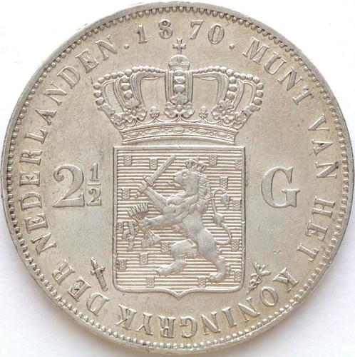 XntriQ-Coins - Zilveren rijksdaalder 1870 - Willem III (28), Postzegels en Munten, Munten | Nederland, Losse munt, 2½ gulden, Koning Willem III
