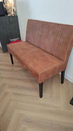 Cognac kleurig leren bankje, Huis en Inrichting, Ophalen, Minder dan 75 cm, Tweepersoons, Leer