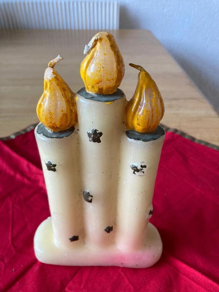 Vintage kaars goud gele kaarsen, Diversen, Kerst, Zo goed als nieuw, Ophalen of Verzenden