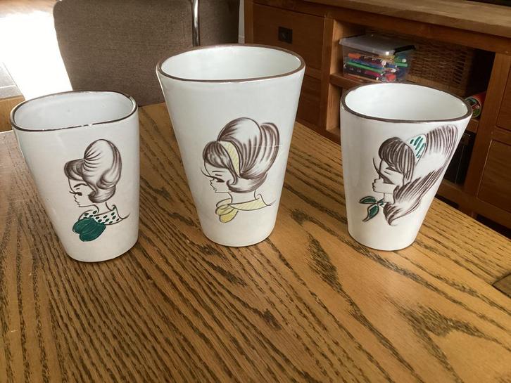 Vintage jaren 60 Aalten keramiek vazen,meisjes hoofden,retro, Verzamelen, Retro, Huis en Inrichting, Ophalen of Verzenden