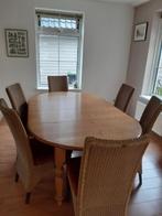 Eethoek met 6 loom stoelen, Huis en Inrichting, Ophalen, Gebruikt, Bruin, Vijf, Zes of meer stoelen