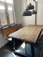 Wagonhout eettafel 220 uniek, Ophalen of Verzenden, Vijf personen of meer, Rechthoekig, 200 cm of meer