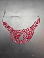 Rode Ketting met Plastic Steentjes, Kunststof, Verstelbaar, Ophalen of Verzenden, Zo goed als nieuw