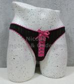 Verleidelijke String Zwart met Roze maat S - M en XL (297), Nicolle_Lingerie, Ophalen of Verzenden, Zwart, String