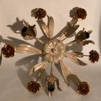 Italiaanse vintage  bloemen kroonluchter, Huis en Inrichting, Lampen | Kroonluchters, Ophalen of Verzenden, Gebruikt, Metaal