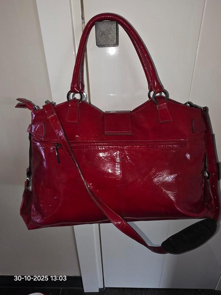 Claudio Ferrici Retro Tas, Sieraden, Tassen en Uiterlijk, Tassen | Damestassen, Zo goed als nieuw, Handtas, Rood, Ophalen of Verzenden