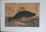 Japan prent 20e eeuw 2 vissen, Huis en Inrichting, Woonaccessoires | Schilderijen, Tekeningen en Foto's, Minder dan 50 cm, Minder dan 50 cm