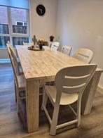Keukentafel in landelijke sfeer. Inclusief 8 stoelen, Huis en Inrichting, Ophalen, Gebruikt, 4 tot 6 stoelen