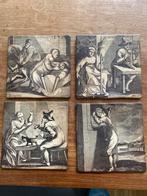Vintage wandtegels met Gravures Ferdinand Houtz - Set van 4, Ophalen of Verzenden