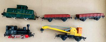 2 HO Fleischmann locomotieven ,kraanwagen & 2 open wagons beschikbaar voor biedingen