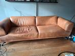 Leren bank, cognackleur, 2,5 zits, Ophalen, Gebruikt, Driepersoons, 75 tot 100 cm