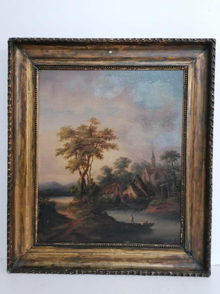 Antiek schilderij op doek, gesigneerd, Antiek en Kunst, Kunst | Schilderijen | Klassiek, Ophalen
