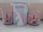 3 Eenhoorn Unicorn wasmanden opbergmanden mand opbergen, Overige materialen, Mand, Rond, Ophalen of Verzenden