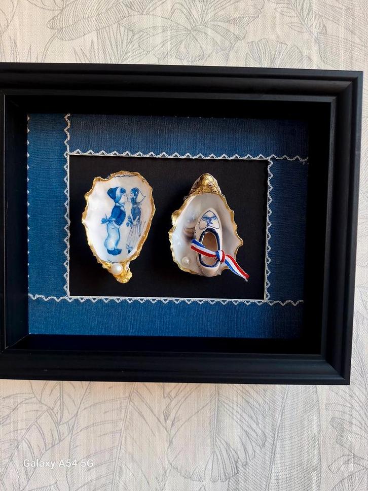 Handgemaakt Oesters schelpen, Huis en Inrichting, Woonaccessoires | Lijsten, Nieuw, Minder dan 50 cm, Minder dan 50 cm, Hout, Ophalen of Verzenden