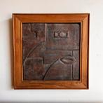 Brutalist kubist, keramiek schilderij vintage, Verzenden