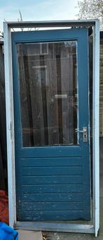 Schuurdeur incl. kozijn 96,5x221,5, hardhout, Doe-het-zelf en Verbouw, Deuren en Horren, Ophalen, Gebruikt, 80 tot 100 cm, Buitendeur