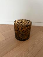 Decocandle glazen windlicht leopard panterprint bruin 15cm, Overige materialen, Bruin, Ophalen of Verzenden, Zo goed als nieuw