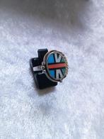 Mooi Zilveren Ring met Koraal - Turkois - Paarlmoer ingelegd, Sieraden, Tassen en Uiterlijk, Antieke sieraden, Verzenden, Zilver