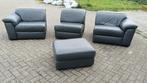 Modulair leren bankstel Van Zutphen (4-delig, grijs leer), Ophalen, Gebruikt, 100 tot 125 cm, Leer