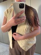 Vintage wollen gilet kabel gebreid - Maat L, Verzenden, Wit, Maat 42/44 (L), Zo goed als nieuw