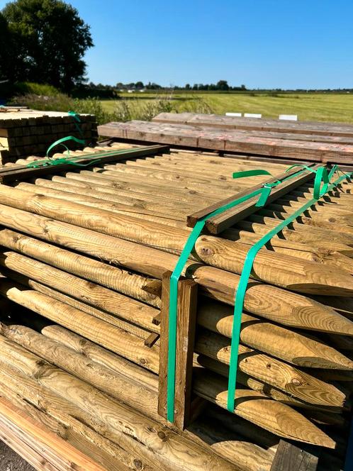 Geimpregneerde ronde palen rond 6 cm 60mm gefreesd gepunt, Tuin en Terras, Palen, Balken en Planken, Nieuw, Palen, Minder dan 180 cm
