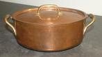 Vintage ovale koperen pan met messing handgrepen [1987], Antiek en Kunst, Antiek | Koper en Brons, Ophalen, Koper