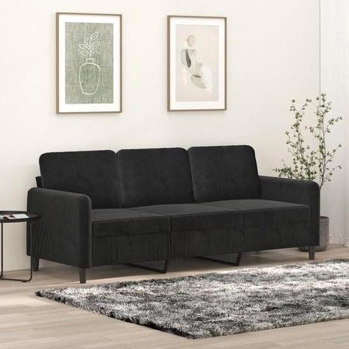 Driezitsbank - 180 - cm - fluweel - zwart, Huis en Inrichting, Banken | Sofa's en Chaises Longues, Nieuw, Tweepersoons, 150 tot 200 cm