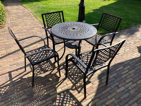 tuinset aluminium, Tuin en Terras, Tuinsets en Loungesets, Gebruikt, Tuinset, Aluminium, 4 zitplaatsen, Bijzettafel, Stoel, Ophalen