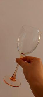 4 prachtige! Vintage wijn - water glazen met roze voet, Ophalen, Zo goed als nieuw, Overige typen